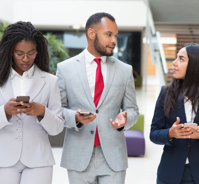 staff members walking together